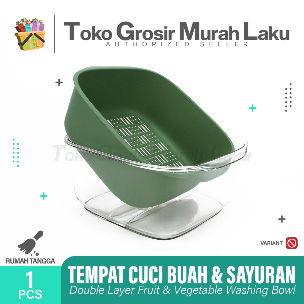 DOUBLE LAYER FRUIT WASHING BASKET BOWL /TEMPAT CUCI BUAH SAYUR 2 LAPIS