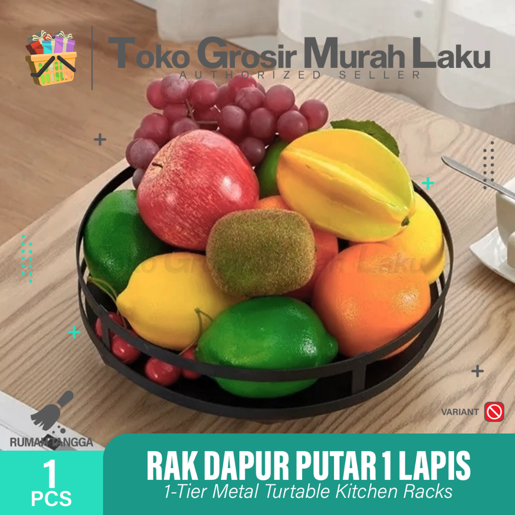 RAK BUMBU DAPUR STAINLES PUTAR 360 DERAJAT TEMPAT BAHAN DAPUR - 1 SUSUN