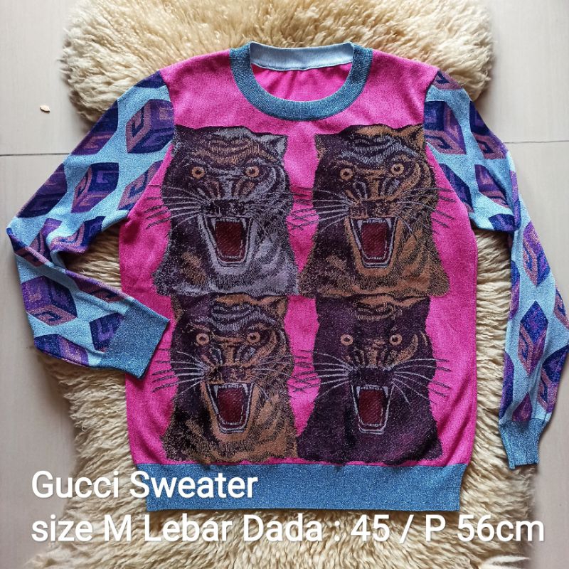 Gucci Sweater tiger size M preloved original atasan wanita/remaja