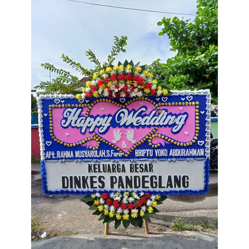 karangan bunga papan Happy wedding, serang Banten dan sekitarnya