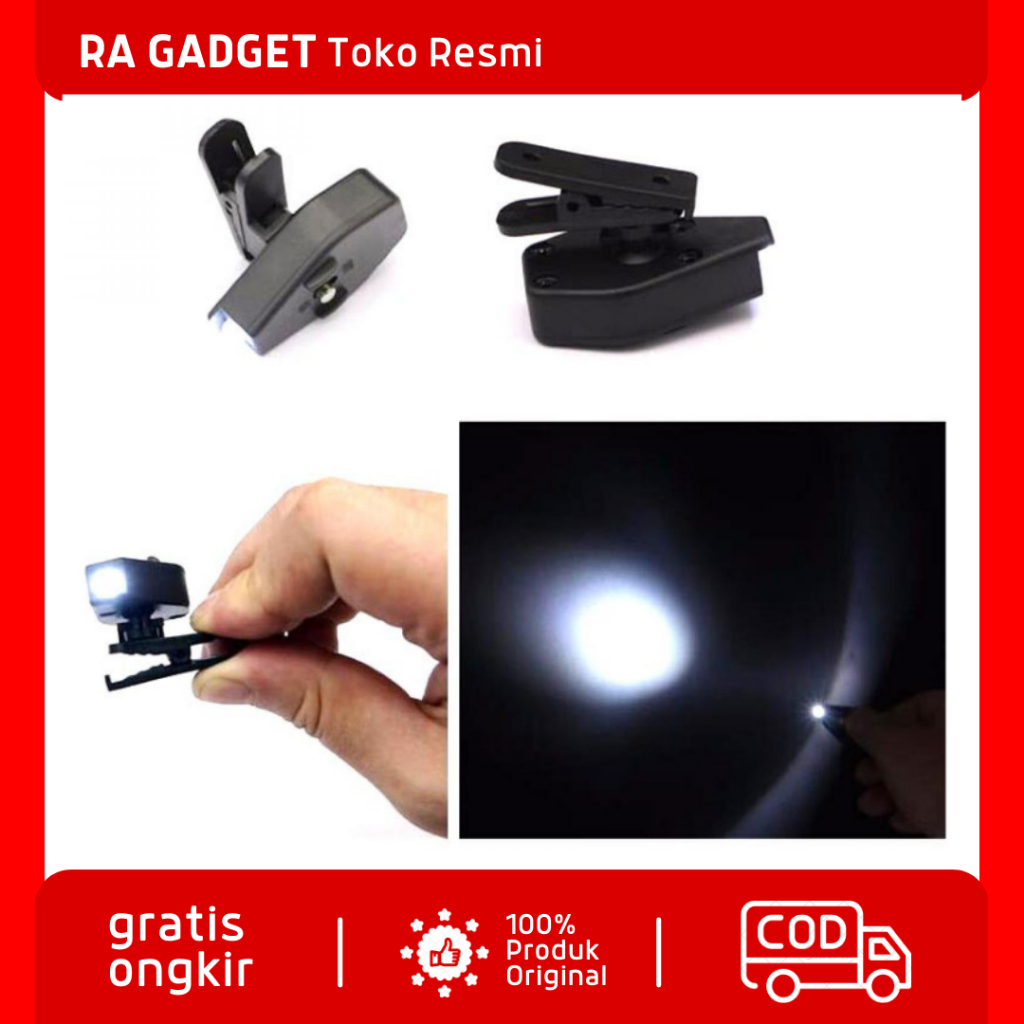 Lampu Baca LED Klip Jepit Kacamata Glasses Light 1 PCS / Lampu Senter Baca Membaca Buku Mini Bulat J