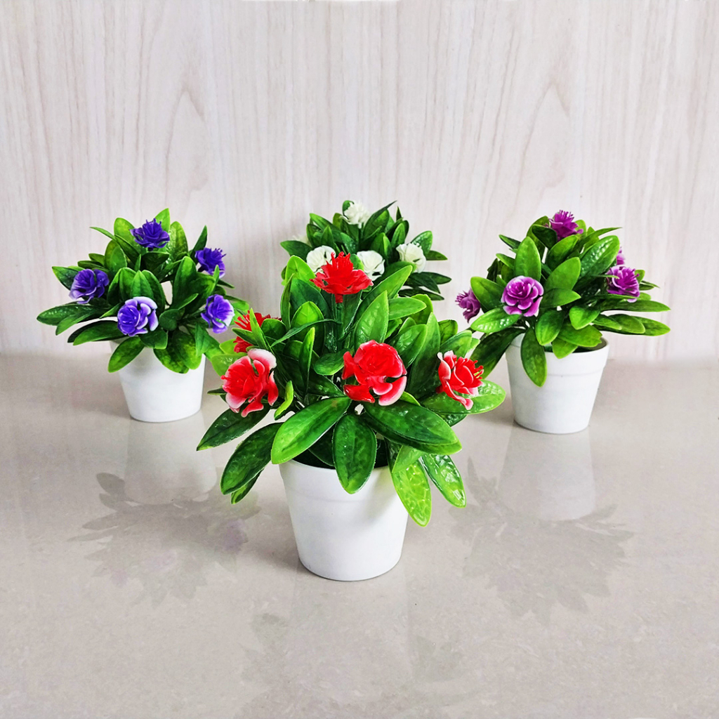 Ornamen Tanaman Hias Mini Bunga Hias Plastik Dekorasi Rumah Artificial Flowers Pot Tanaman Bunga Hias Bonsai PBP59