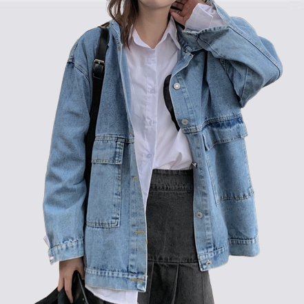 XIAOZHAINV Jaket Denim Korean Style Kasual Jakcet Lengan Panjang 9918