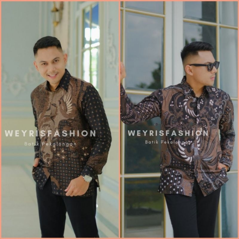 Kemeja Batik Pria Modern Lengan panjang Motif SAWUNGGALING Casual Modis Slim Fit Trendy Masa Kini OL 162