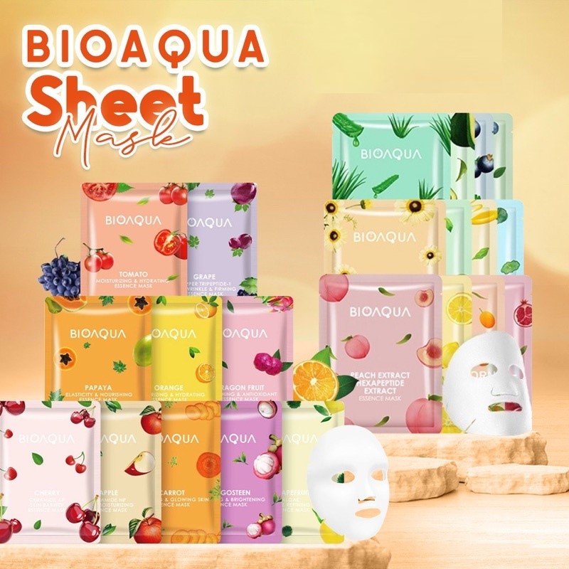 GEN - [BPOM] Paket Hemat 1kg BIOAQUA Sheet Mask Brightening Moisturizing / Skin Care Hydrating Essence