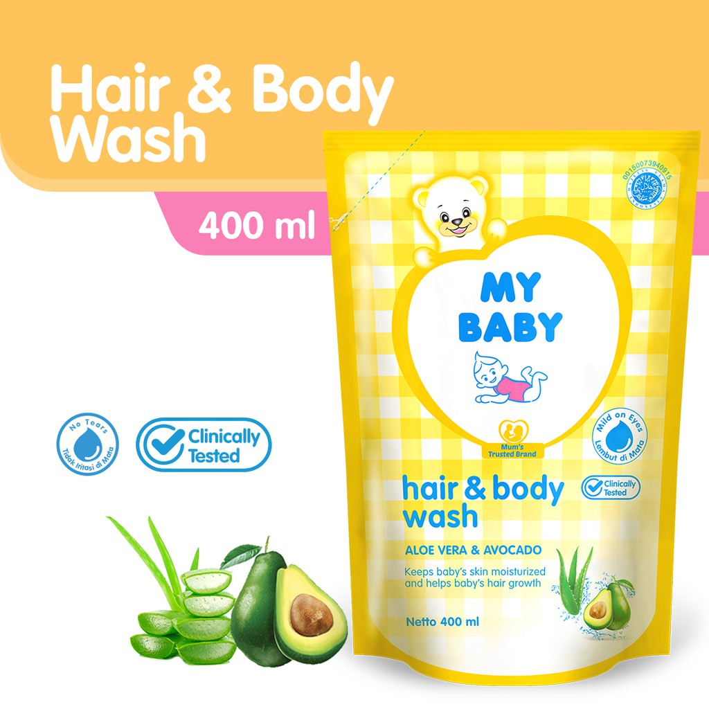 MY BABY Hair &amp; Body Wash Refill 400ml  Sampo &amp; Sabun Bayi 2 in 1