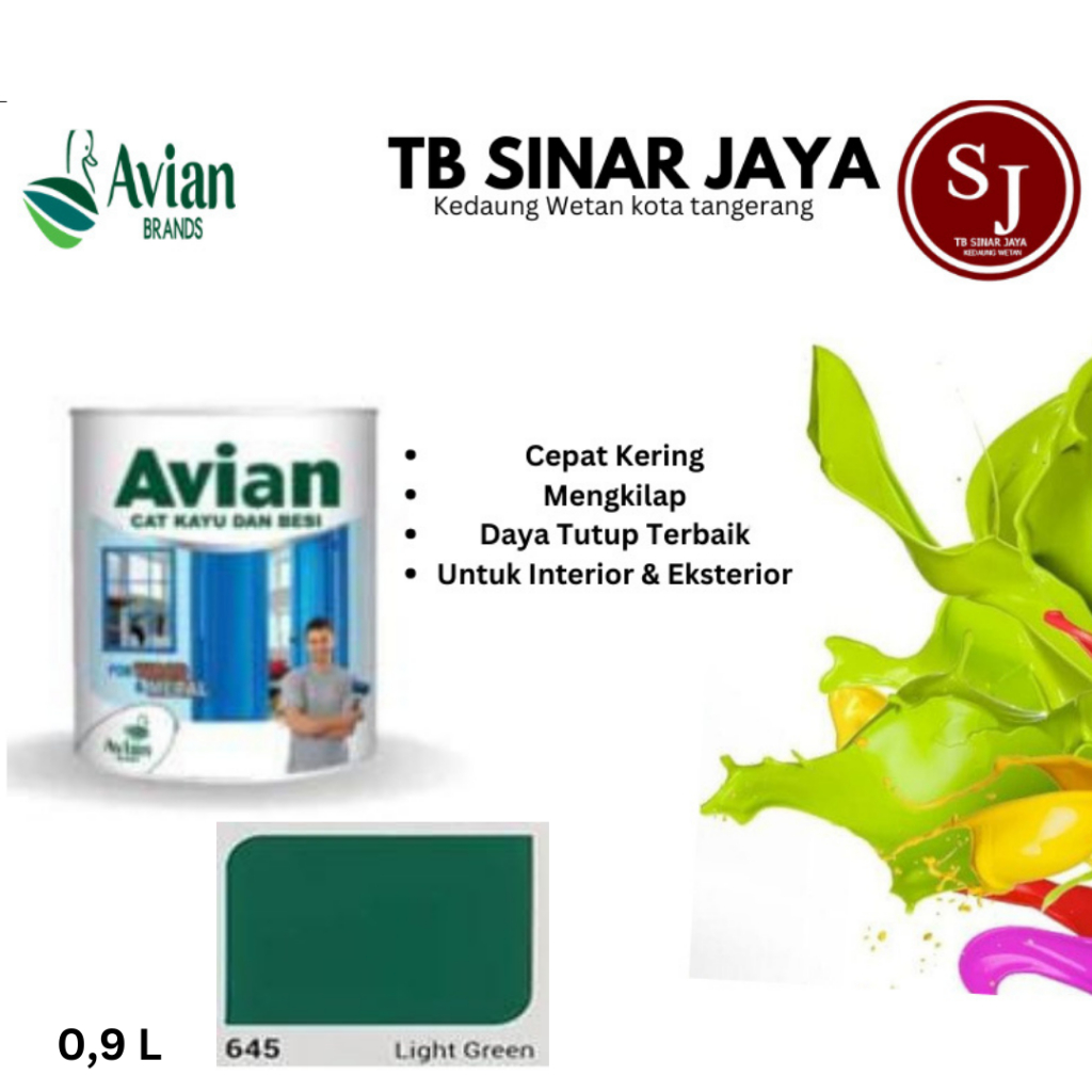 Cat Kayu dan Besi AVIAN 1KG / Cat Minyak Sintetis - 645 Light Green