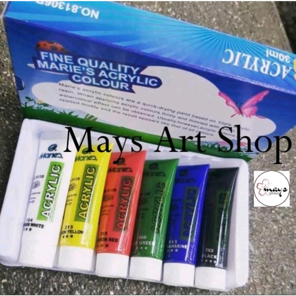 

H7Y Cat Akrilik Set Lukis V-Tec Isi 6 Warna Dasar x 30 ml / Vtec Acrylic Paint Color 6x30 ml Colour