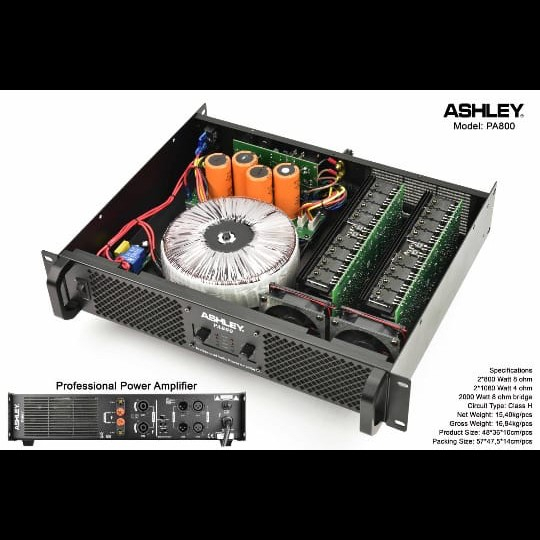 Power Amplifier 2 Channel Ashley PA 800 PA800 Class H Original