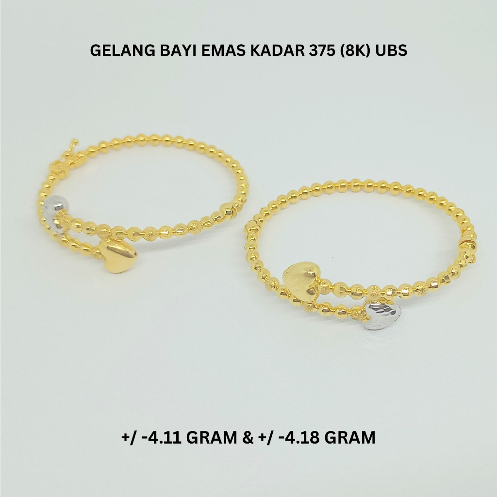 Gelang Bayi UBS Kadar 375 (8K) Estimasi Berat +/- 4.11 Gram & 4.18 Gram