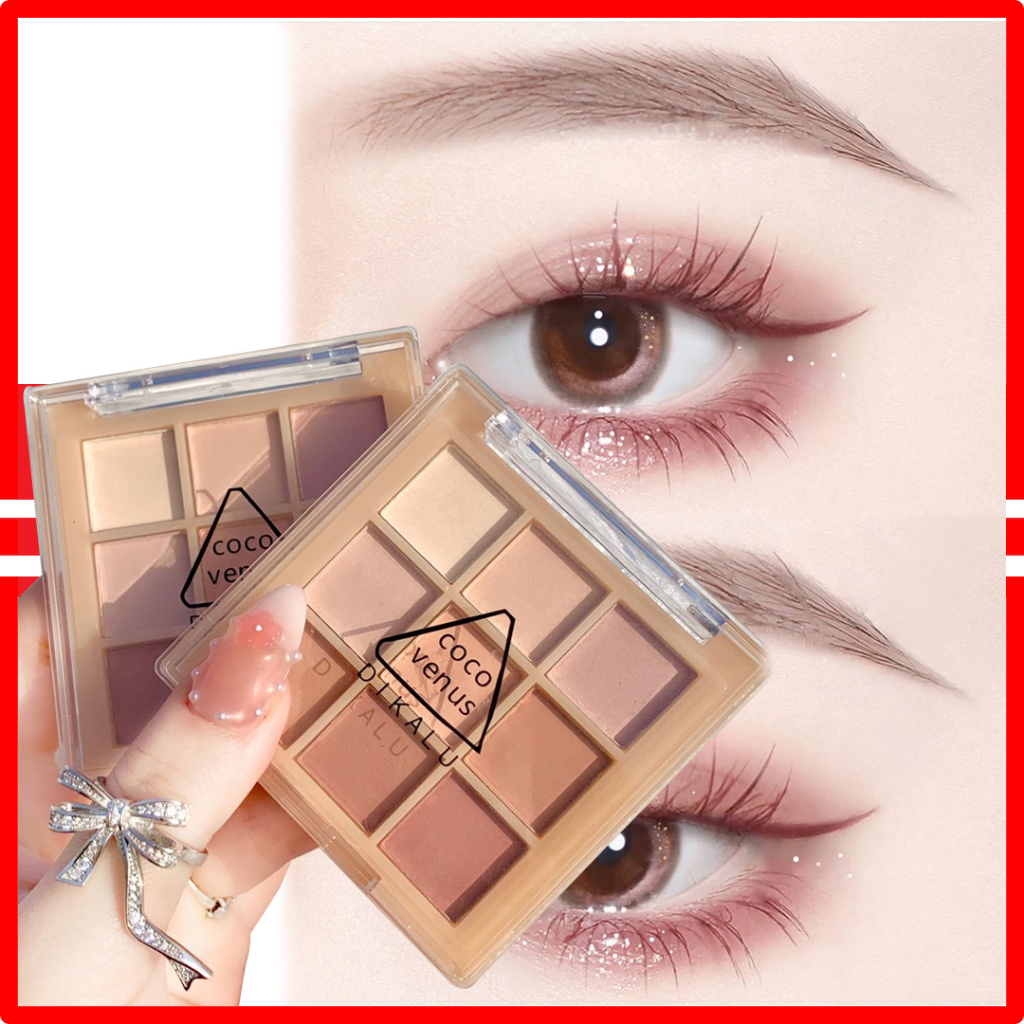 DIKALU NUDE Matte Korean Eyeshadow Palette 9 Warna Matte Smokey Pigmented Drable XX036