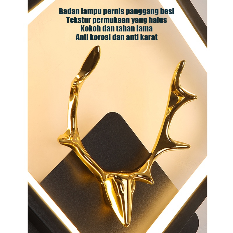 Lampu Kamar Aesthetic Lampu LED Kamar Bentuk Rusa Persegi dan Bulat Lampu Dindin