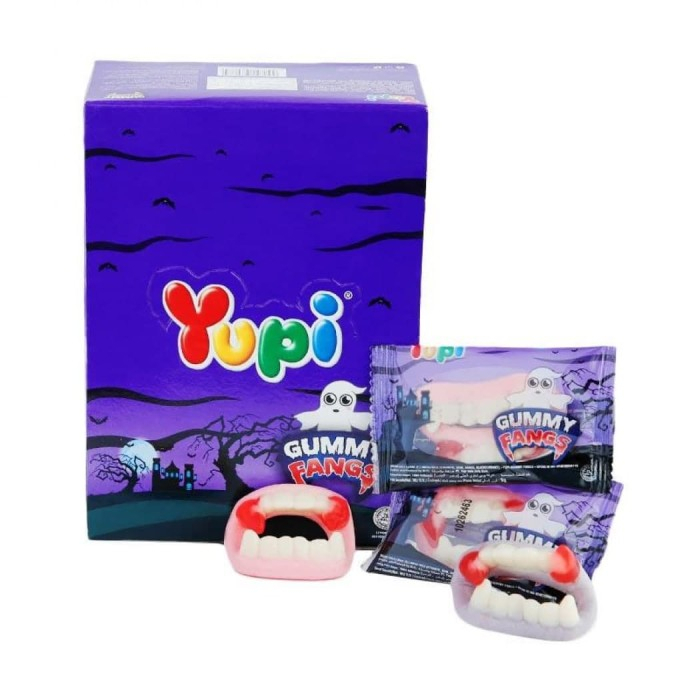 

Yupi Gummy Fangs Lucu Bentuk Gigi 8 gram isi 24pcs