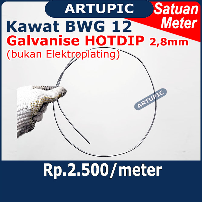 Kawat Galvanise BWG 12 HOTDIP 2,8 mm (PER METER) Kawat Seng BWG12 Galvanis 2.8mm Kawat ikat kandang kawat beton ikat seng #12