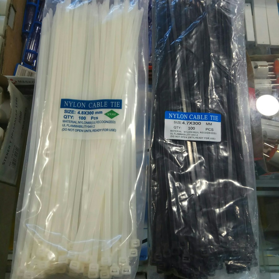 Kabel Ties/Nylon cable tie 300x4.8mm hitam -Putih
