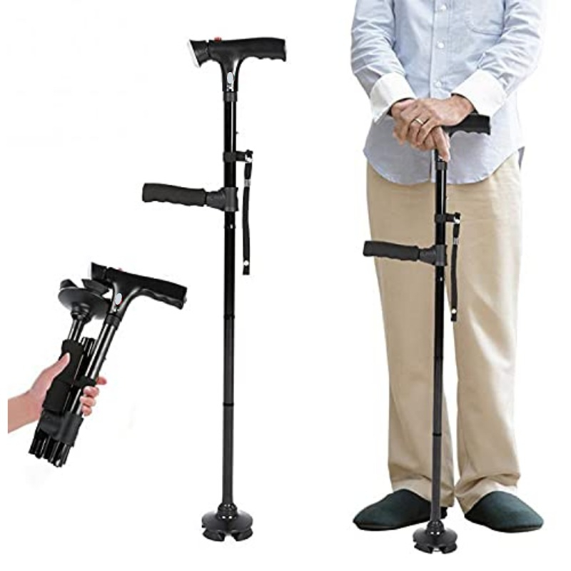 Twin Grip Cane -  Alat Bantu Jalan Tongkat Lipat dengan Lampu dan Alarm