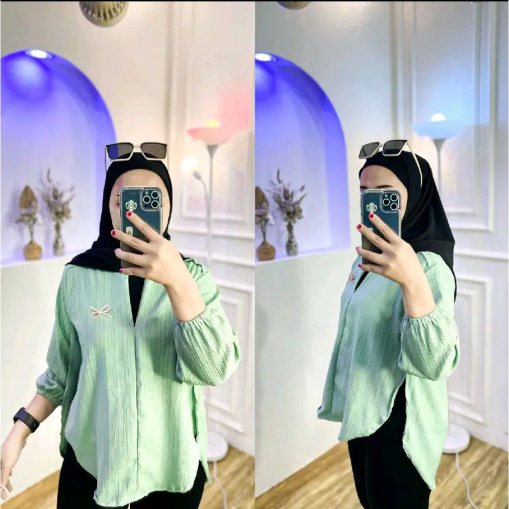 Livia Blouse Atasan Wanita Polos Outher Premium Original Bahan Lady crush Tebal Adem