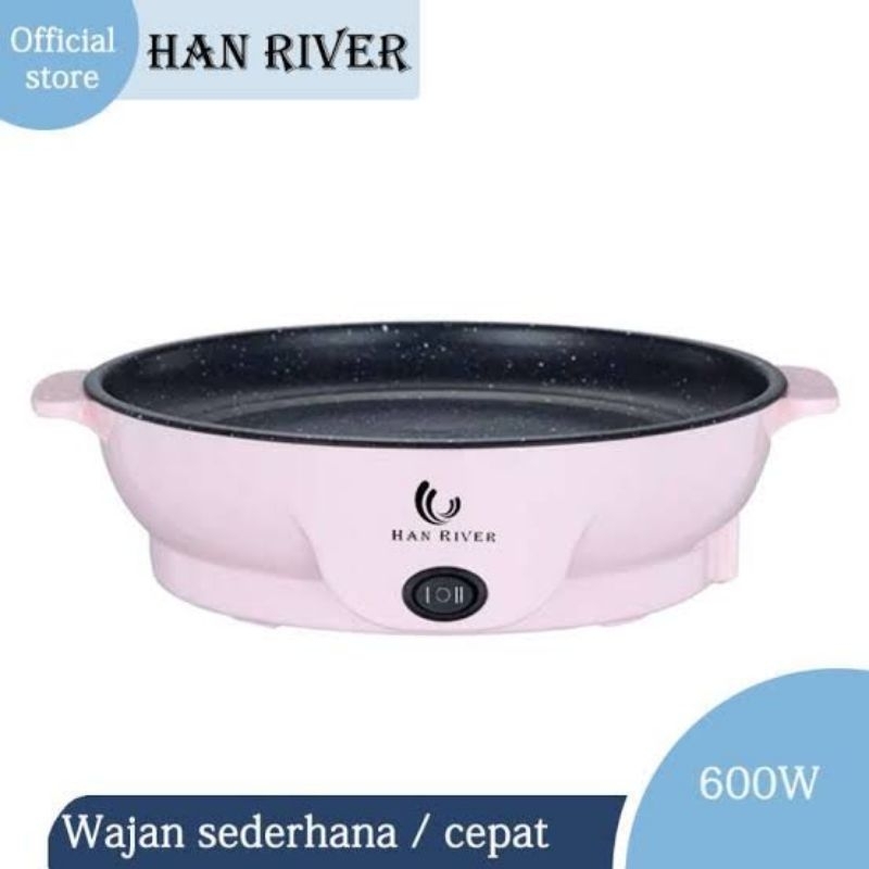 panci pegorengan listrik hanriver garansi resmi 1tahun/ pan teflon listrik 600w / panci listrik / teflon listrik/wajan grill pan listrik / bbq portable