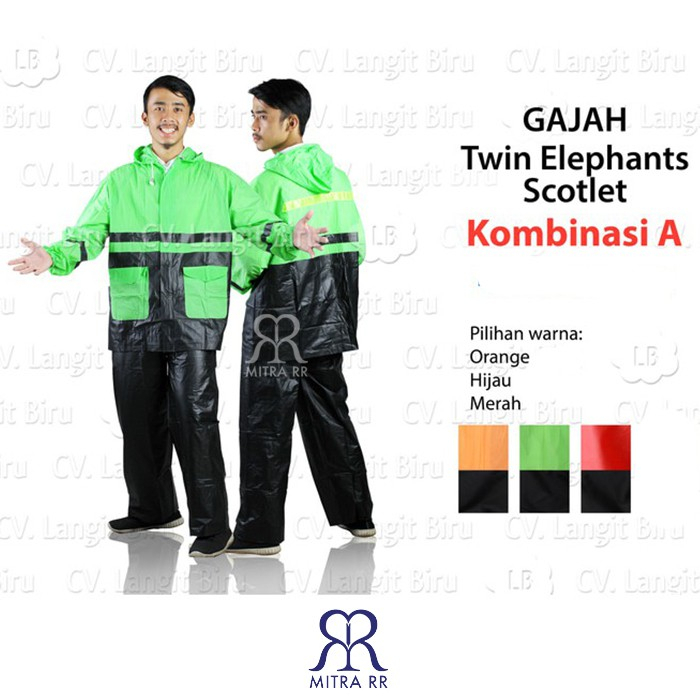 Jas Hujan Gajah Elephant Stelan Jacket Celana Ibex KOMBINASI A Skotlet