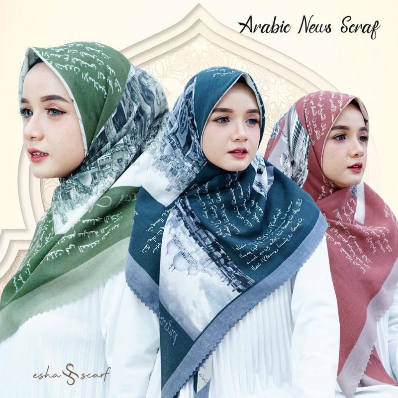 hijab segiempat voal premium motif koran arab