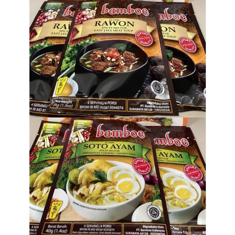 (1 box isi 24) BAMBOE BESAR BUMBU BASAH RAWON / SOTO AYAM, Bumbu Instan Masakan Indonesia