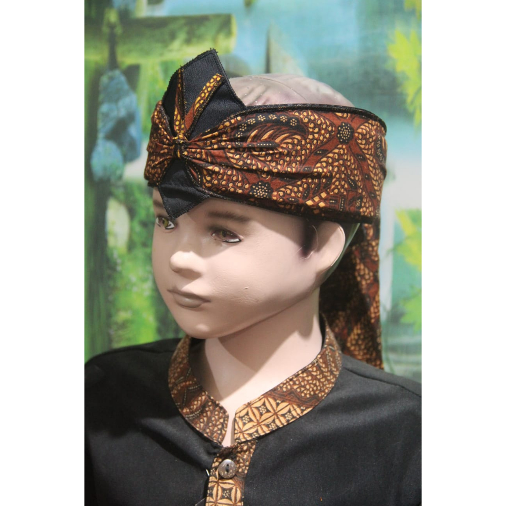 iket kepala sunda jawa blangkon tradisional anak anak batik USIA 1-10 TAHUN atas bolong (COKLAT)