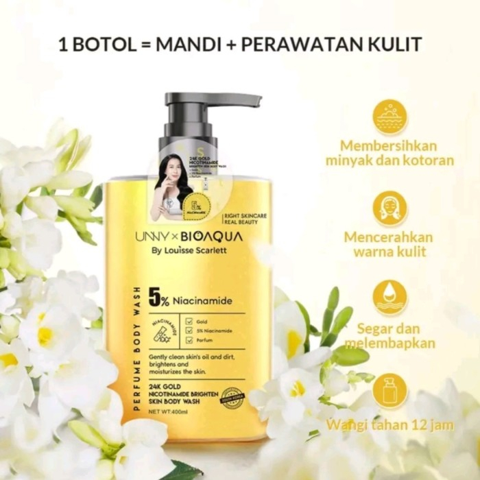 BIOAQUA GOLD WHITENING BODY WASH SABUN MANDI CAIR 5% NIACINAMIDE 400ML