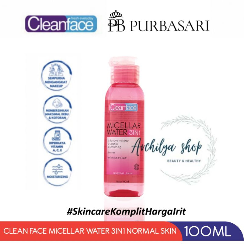 CLEANFACE Purbasari Clean Face Micellar Water 3in1 Normal Skin 100ml