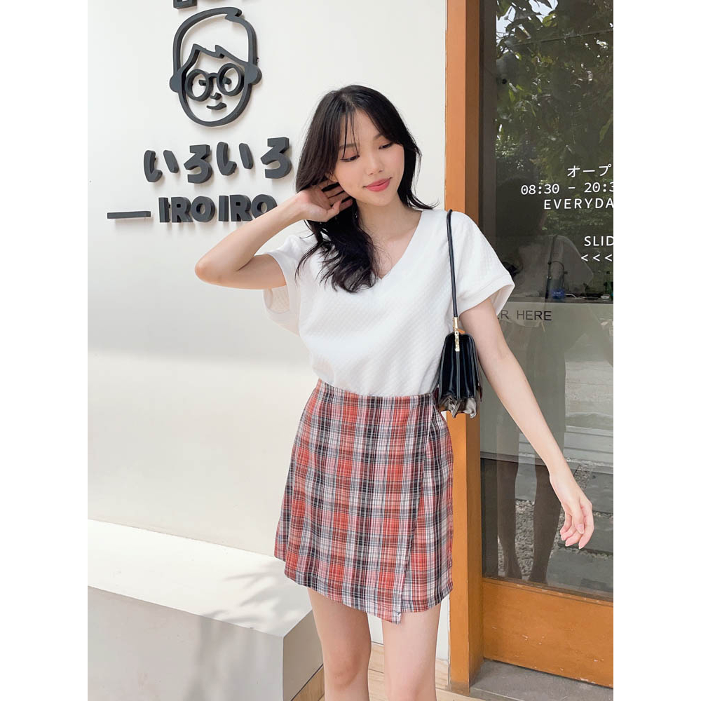Kadaka B-0177 Skort Wanita Rok Celana Mini Plaid
