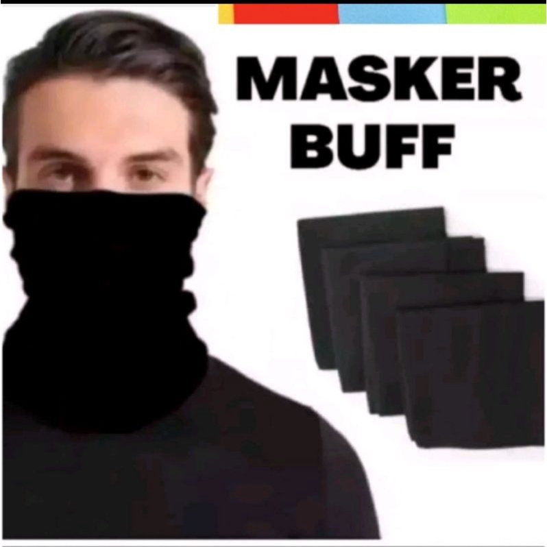 PAKET HEMAT 3-6-10 Pcs Buff Masker Hitam Polos Multifungsi / Masker Motor Tanpa Jahitan / BUFF 005