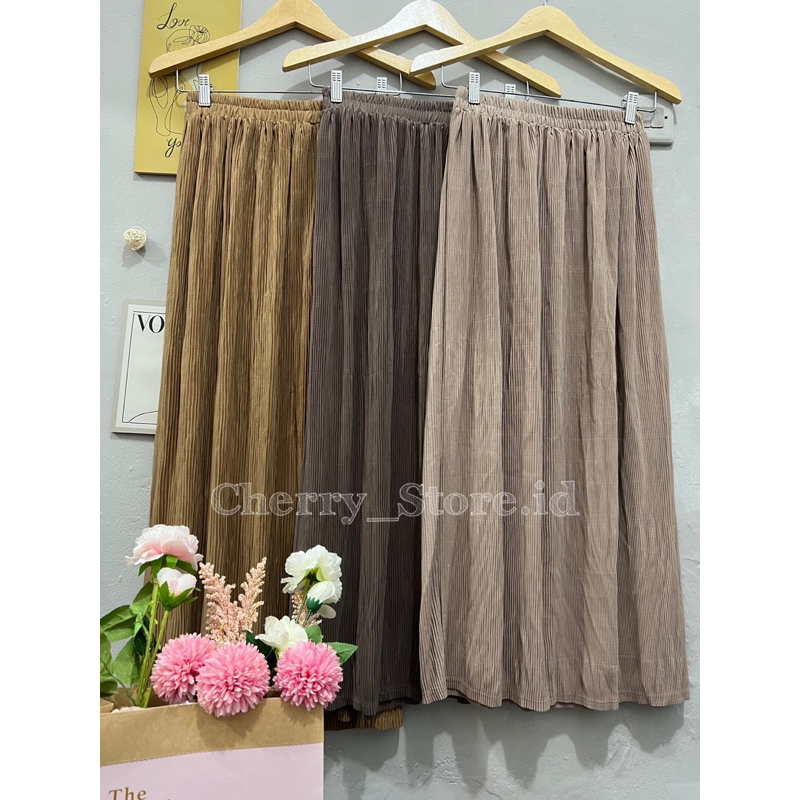 Cherry_ D020 rok plisket lidi premium wanita / rok span wanita / rok plisket span