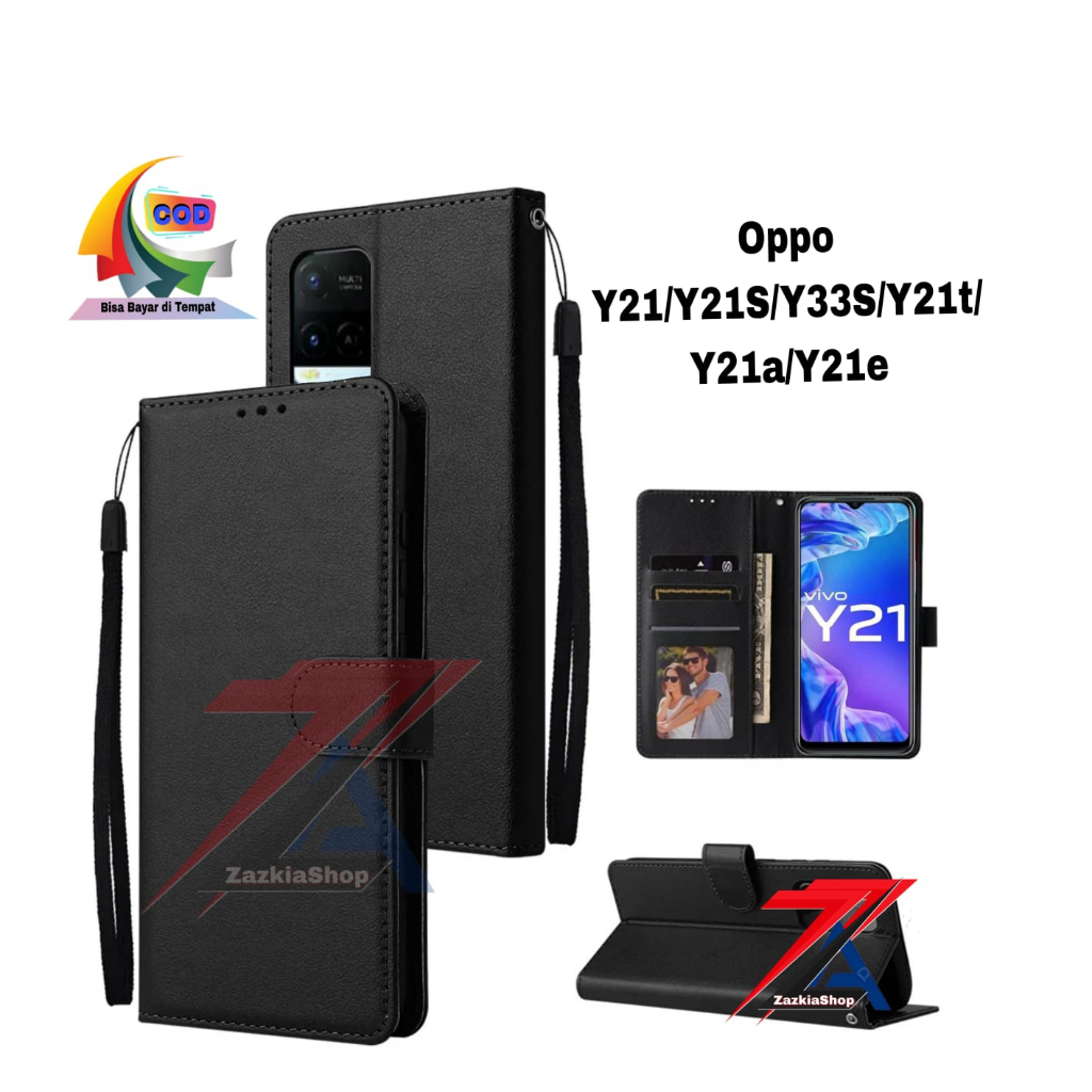 CASE FLIP CASE DOMPET KULIT FOR VIVO Y21/Y21S/Y21A/Y21T/Y21E CASING DOMPET-FLIP COVER LEATHER-SARUNG