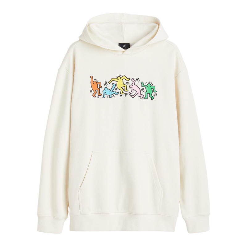 ( 8.8 ) Hoodie H&amp;M Unisex Keith Haring Multicolor, Flecee Katun Lembut Tebal, Free Papperbag