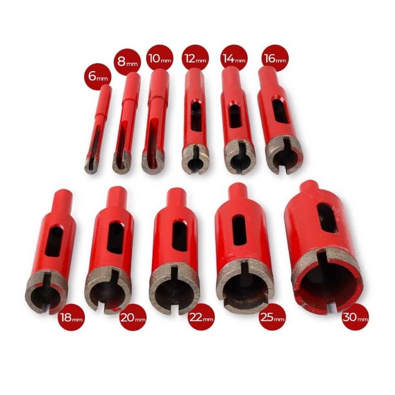 Set 11pcs Mata Bor Granit Kramik Batu Hole Punch Carbide Core Drill Bit 6mm-30mm