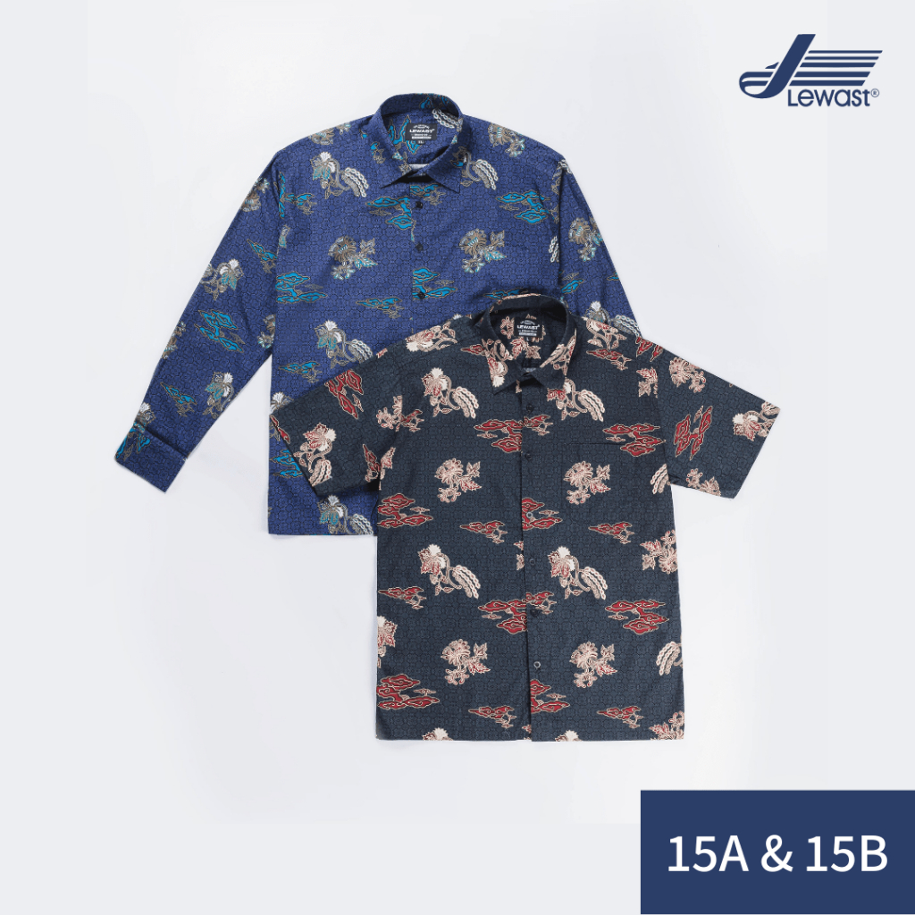 LEWAST Batik Modern Pria Kemeja Lengan Panjang & Pendek 15A 15B