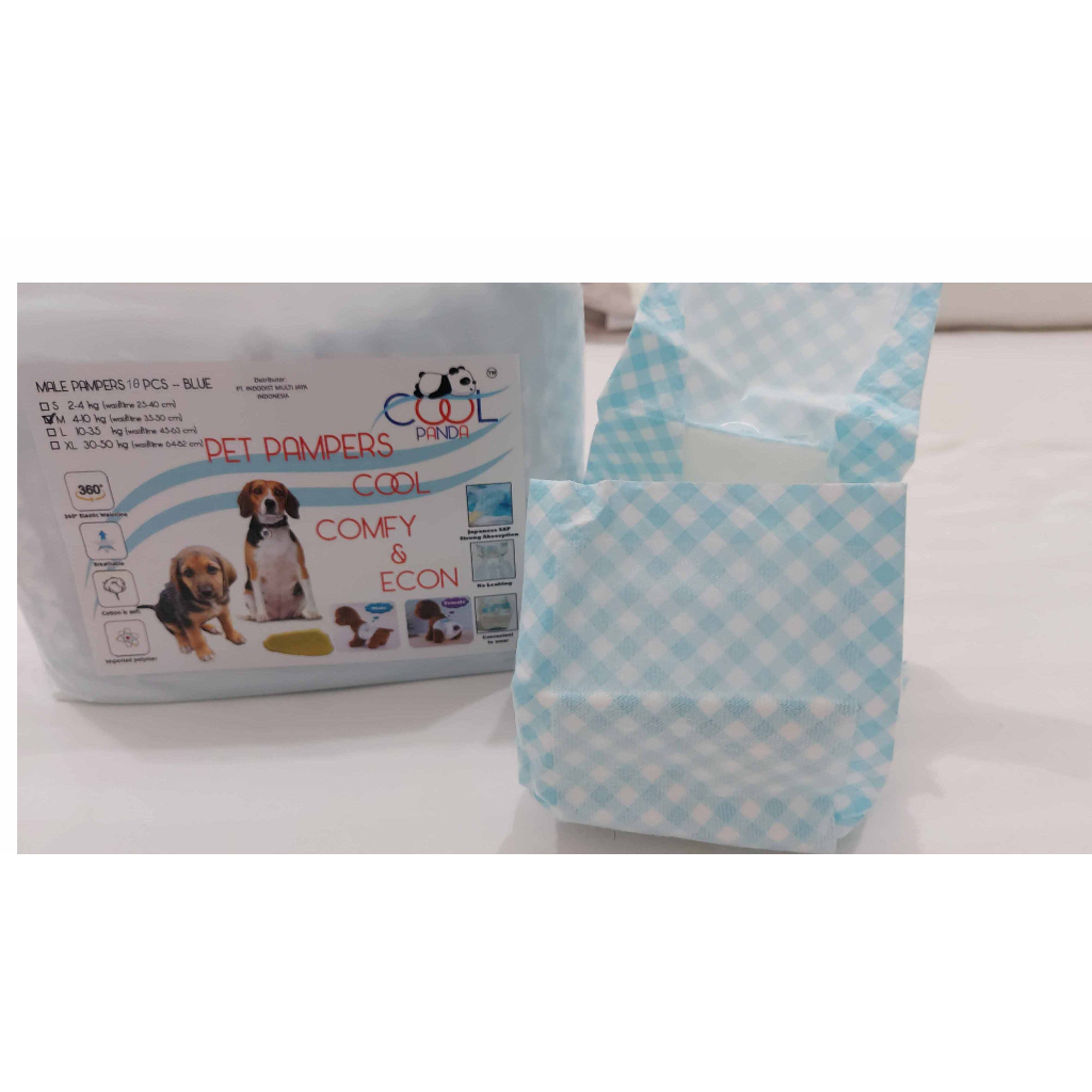 Isi 10 PCS JANTAN/MALE BERCORAK BIRU Design Pet/Anabul/Binatang  - Pampers/diapers/Popok untuk Anjing