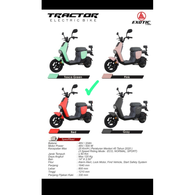 SEPEDA MOTOR LISTRIK EXOTIC TRACTOR READY MAKASSAR PROMO MURAH