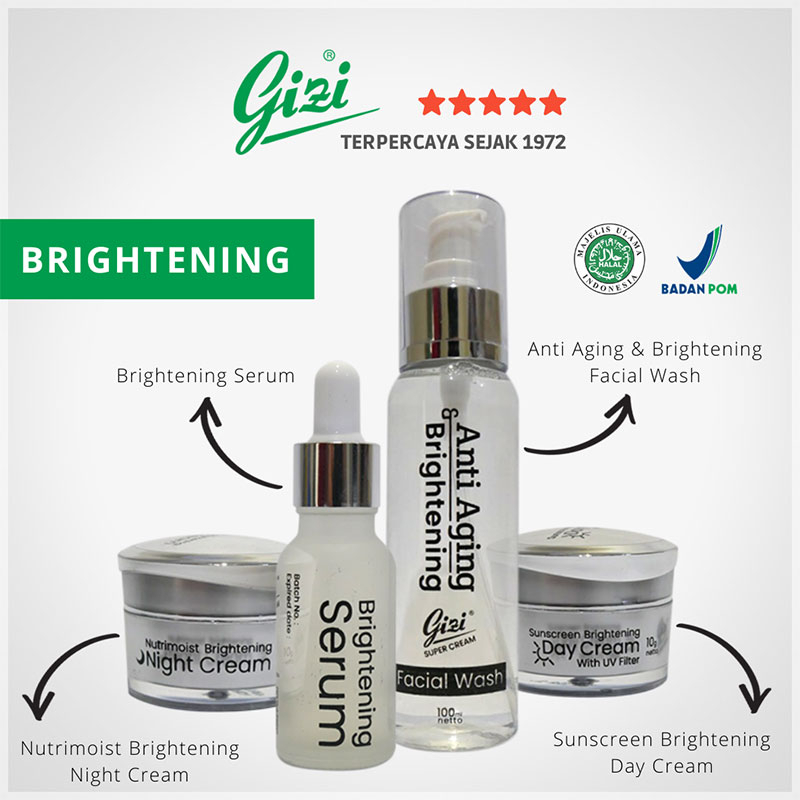 Paket Skincare Brightening 4 in 1 Set / 1 Day Cream 1 Night Cream 1 Serum 1 Facial Wash / Perawatan 