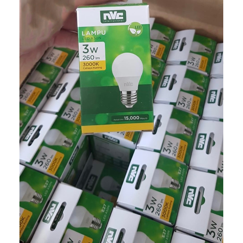 LAMPU LED NVC A50N WARNA KUNING 3 WATT 3000K - BOHLAM LED NVC 3W 3000K