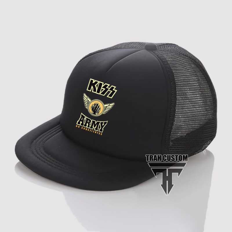 Topi KISS ARMY / Snapback Trucker Band / Topi Snapback Trucker Distro / Topi Jaring Metal Punk Hardc