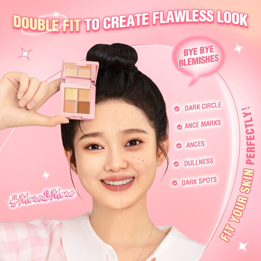 Pinkflash Double Fit 4 IN 1 Concealer Palette Full Coverage Concealer Cream