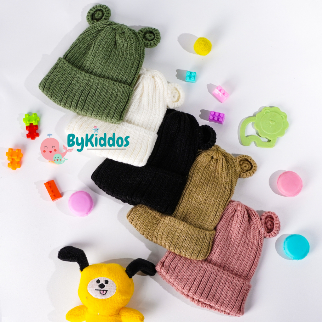 ByKiddos - Topi Rajut Anak Motif Kuping / Topi Rajut Bayi Motif Kuping / Topi Kupluk