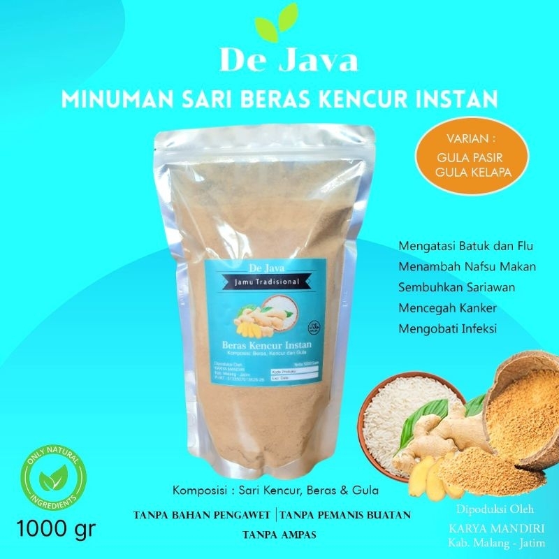 

Beras Kencur Instan 1000 gr Dejava Beras Kencur Bubuk Minuman Jamu Tradisional Sari Kencur Tanpa Ampas Gula Putih Gula Kelapa Coconut Sugar