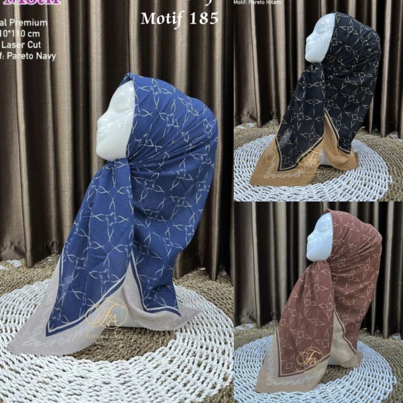 Hijab VOAL PREMIUM Motif 185 Jilbab Segiempat Motif Laser Cut