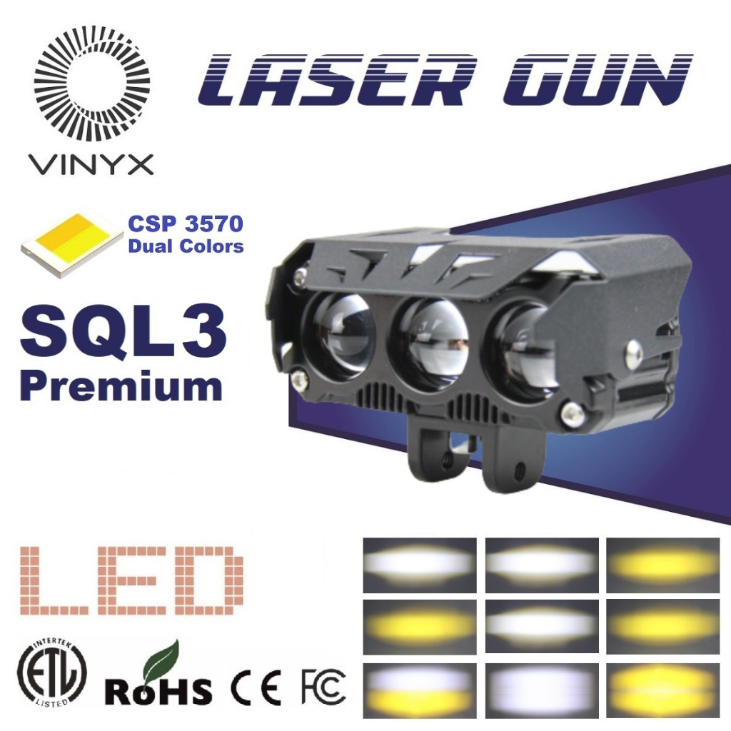Lampu Tembak Sorot LED Laser Gun VINYX SQL2 SQL3 Mobil Motor SQL 3 Warna Putih Kuning CSP Lasergun SQL 2 SQL 3
