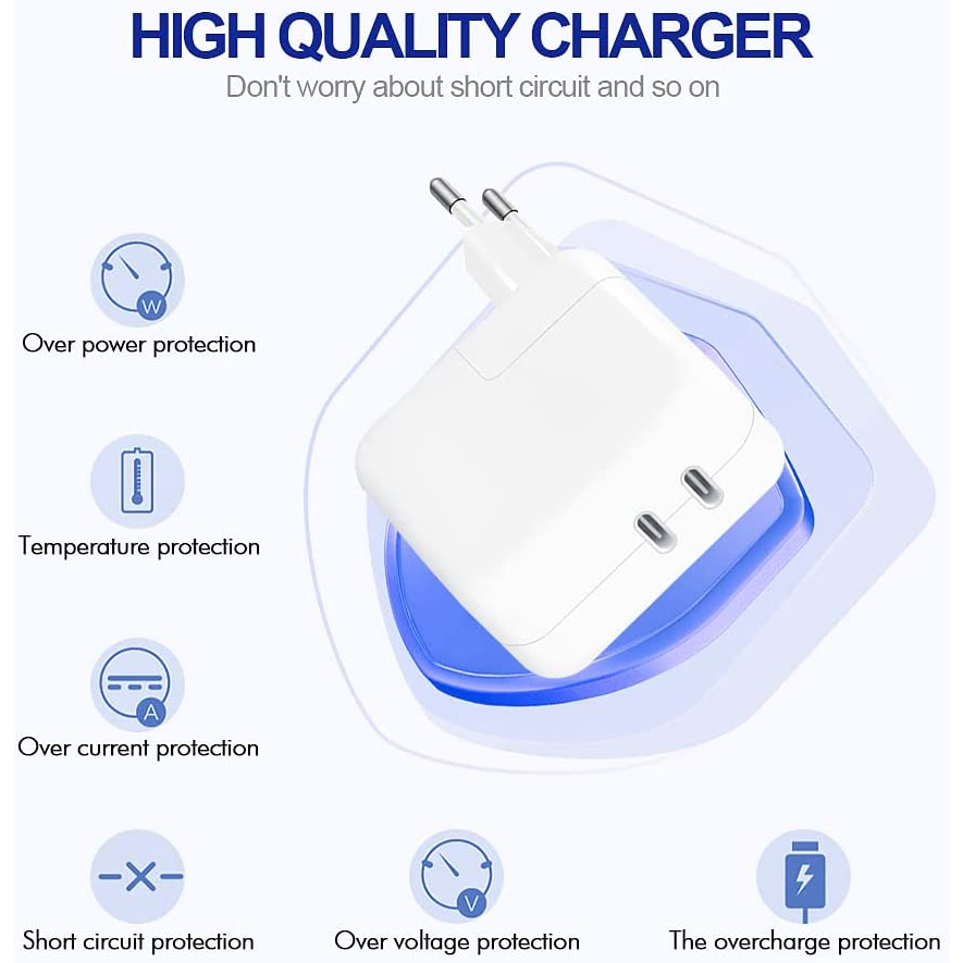 POWER ADAPTER 35W USB-C DUAL PORT ORIGINAL GREENPEEL ADAPTOR 35 WATT