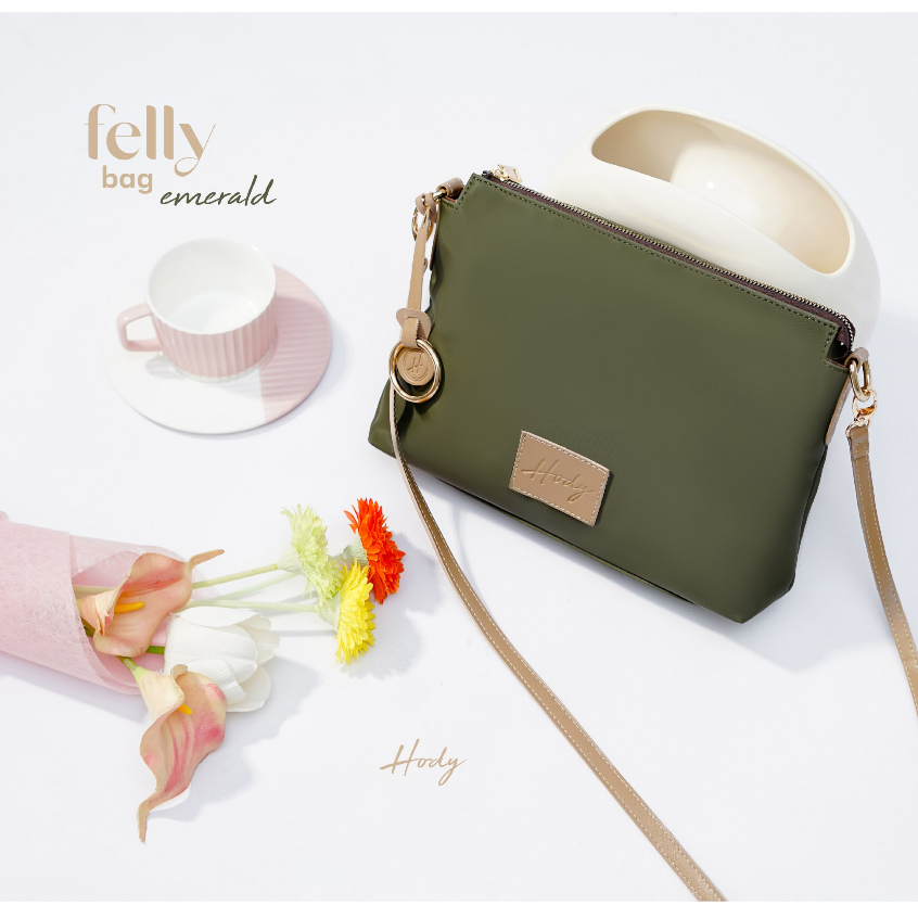 Tas Wanita Selempang Kekinian HODY Felly Bag Sling Bag Premium Waterproof Emerald