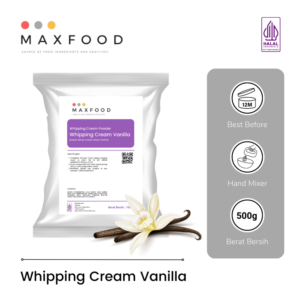 

Whipping Cream Vanilla / Bubuk Whip Cream Rasa Vanilla 500 GR