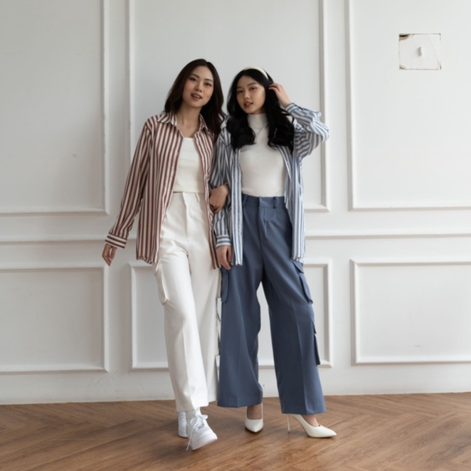 Moro Cargo Wide Pants - Celana Panjang Korean Wanita - Cargo Pants - High Waist &amp; Casual