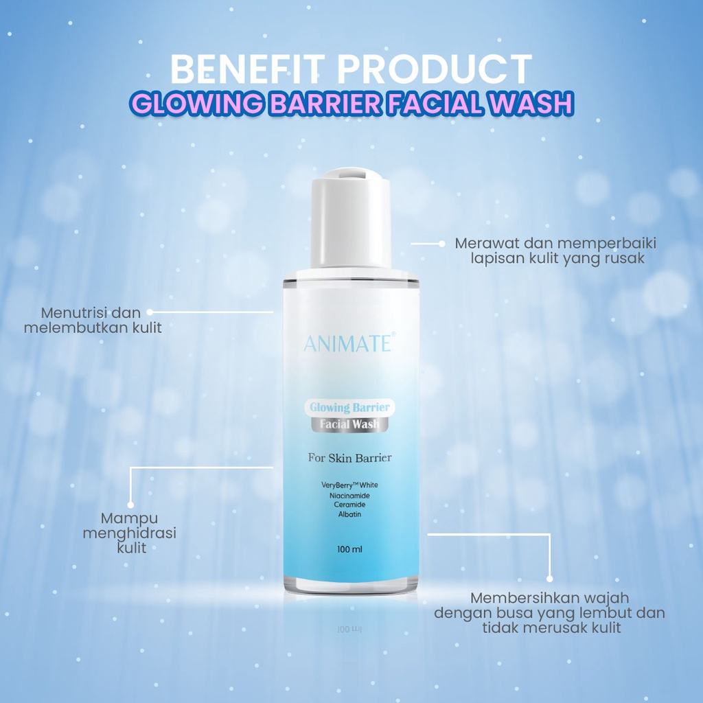 ANIMATE Glowing Barrier Skin Repair Series Paket 5in1 Facial Wash Toner Serum Day Night Cream Skincare Wajah